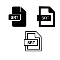 SRT File Format Icon. SRT extension icon set vector illustration on white background..eps