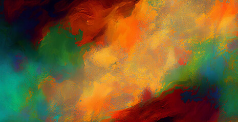 Fototapeta na wymiar Strokes of colorful paint, panoramic rainbow background - AI generated image