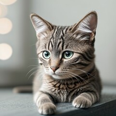 Close up view of cute kitten. Pets and lifestyle concept. created with AI generated