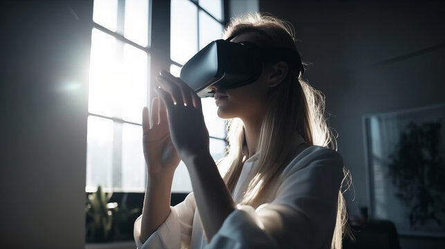 Woman in a VR Headset