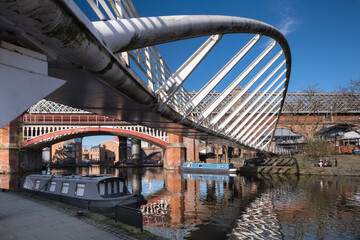 Merchants Bridge and the Bridgewater Canal, Castlefield, Manchester, England, United Kingdom
