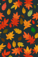Naklejka na ściany i meble Abstract background pattern with small leaves in a variety of colors. Nature, beauty, trend concept created with generative AI.