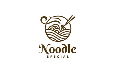 Illustration graphic vector of noodle food logo design template, suitable for business to fast food restaurants, Korean food, ramen, noodles, Japanese food, or any other company.
