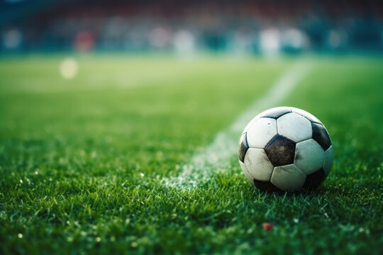 A Soccer ball on soccer field  AI Generative