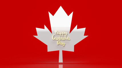 The white maple leaf on red background for Canada day concept 3d rendering