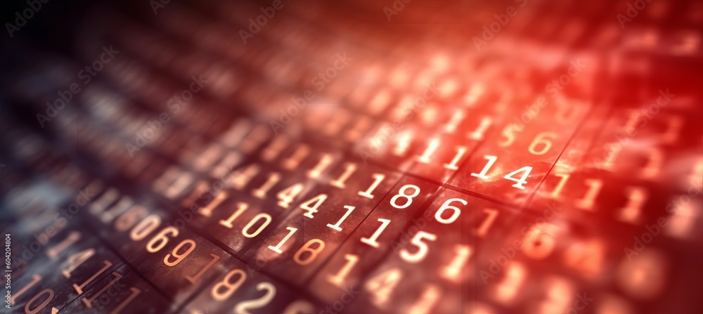 Aufkleber Binary code data red alert visualization system technology background. Generative AI technology.