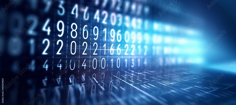 Aufkleber Programming code number data machine learning visualization system technology background. Generative AI technology.