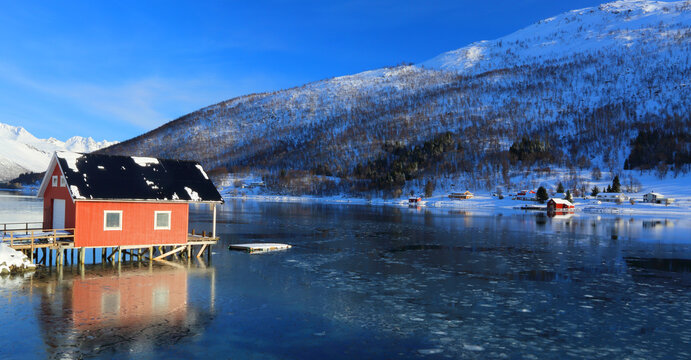 Rorbu near Sommaroy, Troms og Finnmark, north west Norway
