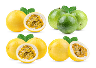 Yellow passion fruit isolated on  transparent png