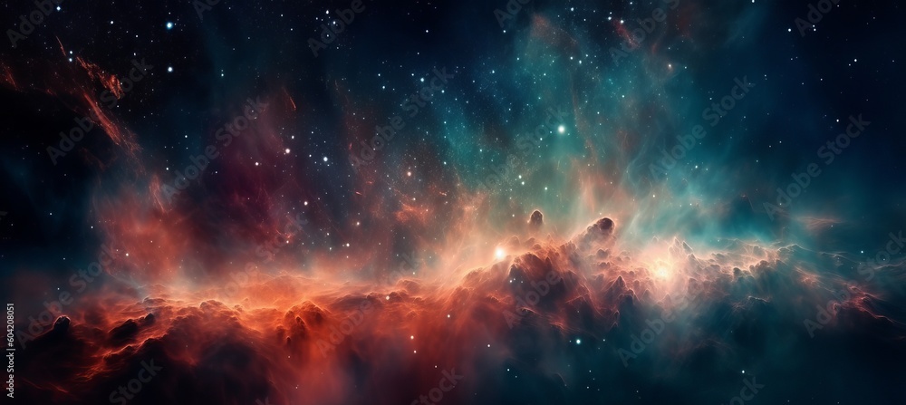 Wall mural abstract nebula gas clouds background. generative ai technology.