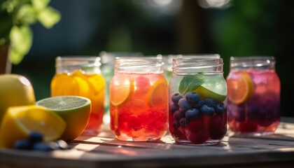 Refreshing homemade citrus cocktail with juicy blueberry and raspberry variations generated by AI