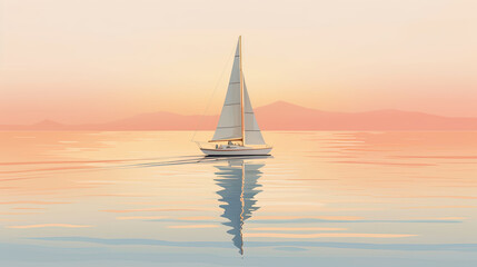 Fototapeta premium A reflective evening scene of a ship