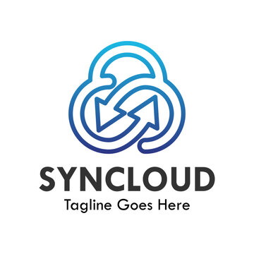 Synchronize cloud vector logo template. This design use cloud symbol. Suitable for internet.