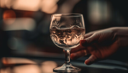 A luxurious celebration of nightlife, holding wineglass, enjoying refreshment generated by AI