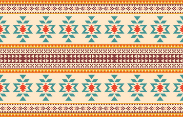 Ethnic abstract ikat art. Aztec ornament print. geometric ethnic pattern seamless  color oriental.  Design for background ,curtain, carpet, wallpaper, clothing, wrapping, Batik, vector illustration.