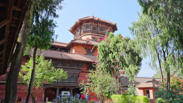 Naga Pokhari building surrounded by a lush garden in Durbar Square, Kathmandu, Nepal