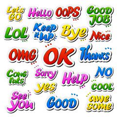 Set of colorful conversation stickers