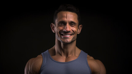 Obraz premium the perfect man, muscles, shirtless, smiling happy, Gigachad. Generative AI