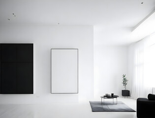 Obraz na płótnie Canvas House interior with mock-up frames on wall