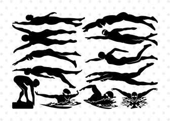Swimmer SVG, Swimmer Silhouette, Swim Svg, Swimming Svg, Swimming Goggles Svg, Sports Svg, Swimmer Bundle