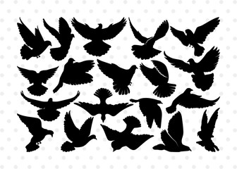 Flying Dove SVG, Flying Dove Silhouette, Dove Svg, Pigeon Svg, Peace Sign Svg, Bird Svg, Flying Dove Bundle