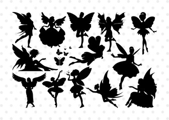 Fairy SVG, Fairy Silhouette, Angle Svg, Tinkerbell Svg, Tooth Fairy Svg, Kit Fairies Svg, Mystical Fairy Svg, Fairy Bundle