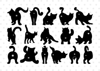 Cat Butt SVG, Cat Butt Silhouette, Pet Svg, Meow Svg, Kitty Cat Svg, Animal Svg, Cat Butt Bundle © ETC Craft