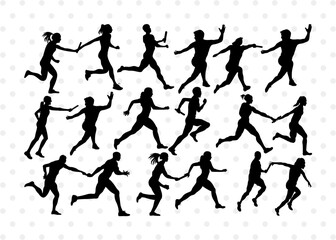 Fototapeta na wymiar Relay Runners SVG, Relay Runners Silhouette, Sports Svg, Female Runners Svg, Male Runners Svg, Exercise Svg, Athletic Runners Svg, Relay Runners Bundle