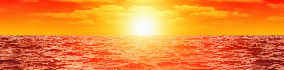 Colorful Sun Over Lake Or Ocean On A Beautiful Scene