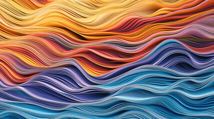 Multicolored wavy abstract stripes painted AI Generated Image