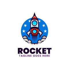 Vector Logo Illustration Rocket Simple Mascot Style.