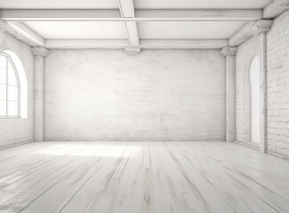 White Painted Wooden Walls With White Background, empty room with wall