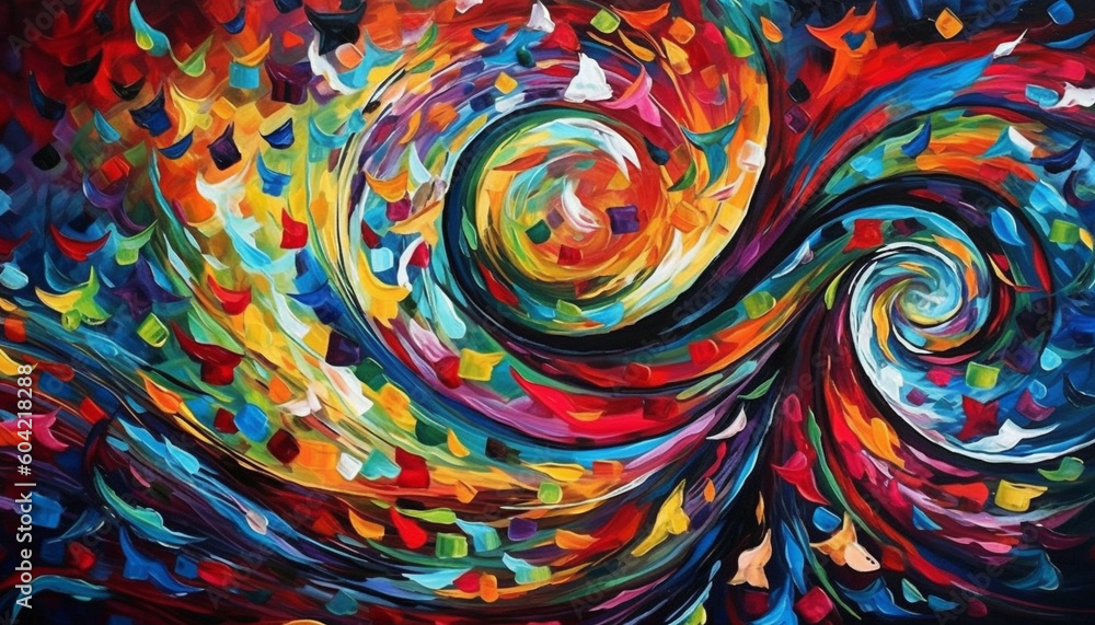 Aufkleber vibrant colors and psychedelic patterns create a twisted celebration backdrop generated by ai