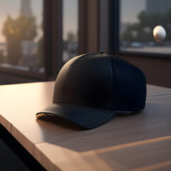 baseball cap on table mock-up
