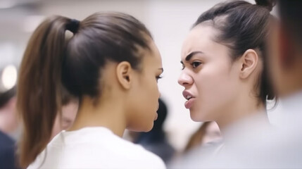 Fototapeta premium young teenage girls in argument, angry facial expression
