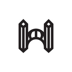 letter H bridge logo minimalist illustration.