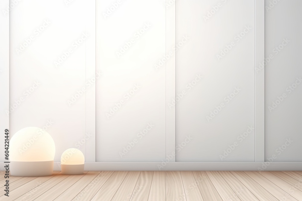 Poster an empty white room with ambient lighting generative ai