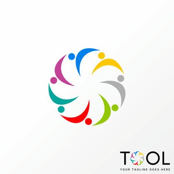 Logo design graphic concept creative abstract premium free vector stock happy active human colorful on hexagon circle. Related to community or people