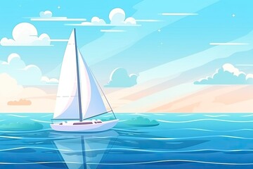 Fototapeta premium lone sailboat peacefully floating in the vast expanse of the ocean Generative AI