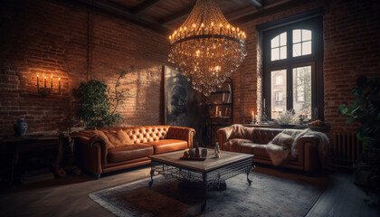 Fototapeta na wymiar Modern luxury living room with elegant design and comfortable sofa generated by AI
