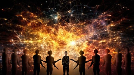 A group of people in a high state of engagement, spiritually and mentally connected to achieve a desired goal. Generative AI
