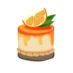 Whimsical Illustration of a Cute Orange-Flavored Cake Drawings clip art element 