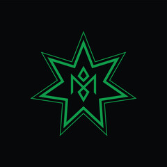 green star on black background