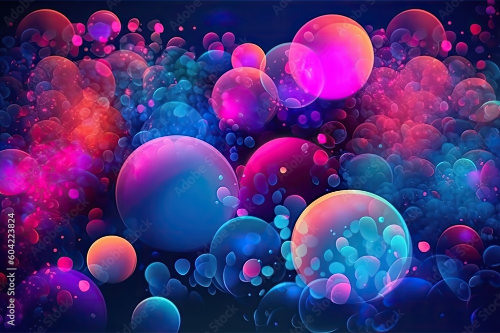 Aufkleber colorful bubbles floating in the sky with a dreamy background generative ai