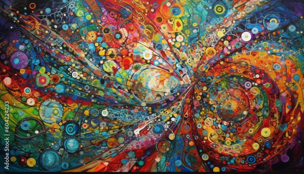 Poster vibrant colors and smooth curves create a futuristic galaxy image generated by ai