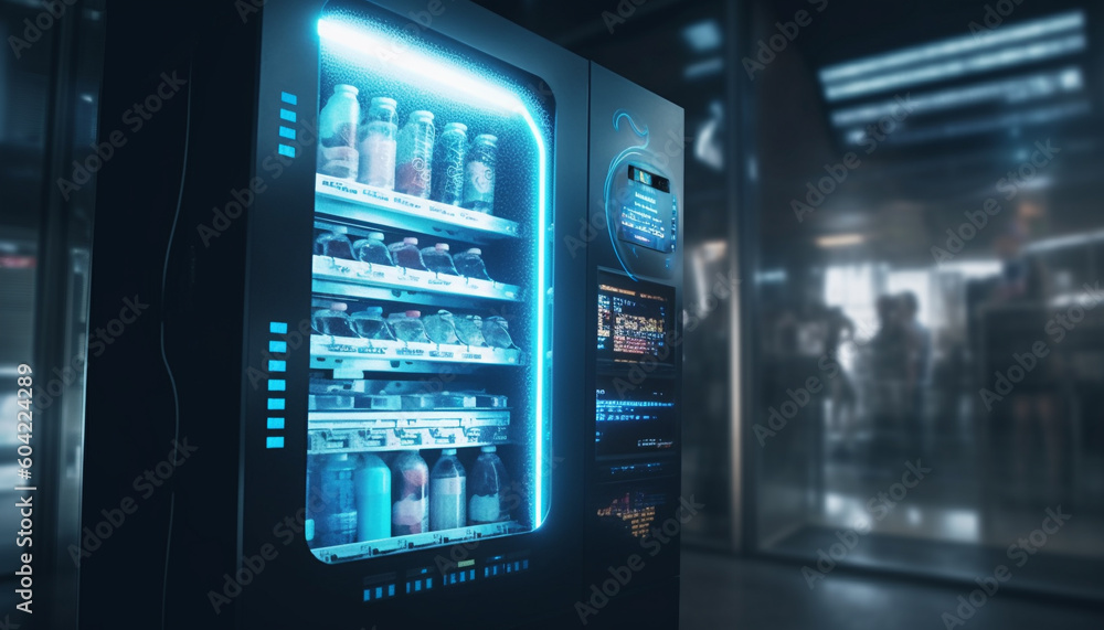 Poster futuristic computer equipment powers global industry with secure network connections generated by ai