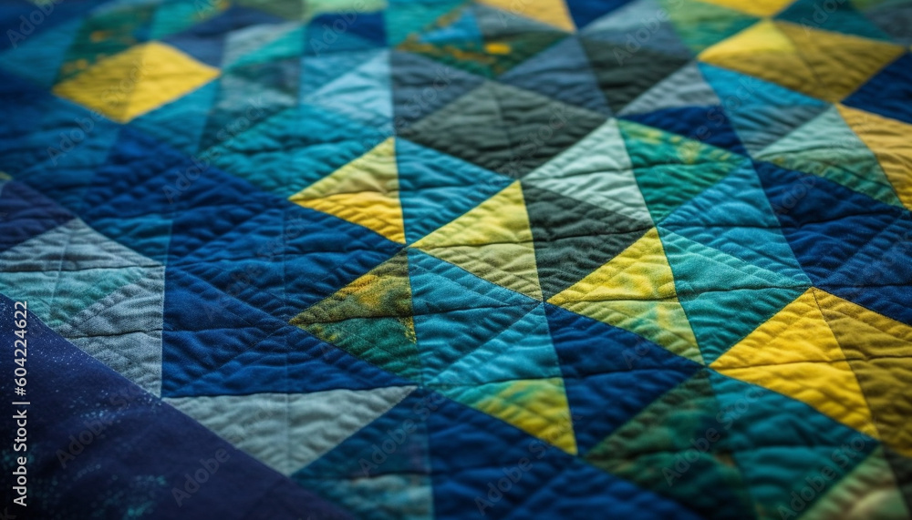 Aufkleber vibrant abstract pattern of multi colored geometric shapes on textile backdrop generated by ai
