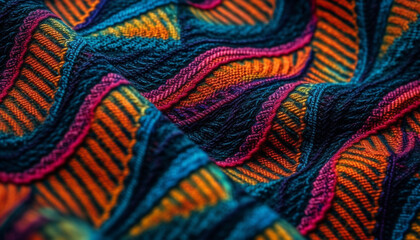 Indigenous culture inspires vibrant striped cashmere with textured embroidery pattern generated by AI