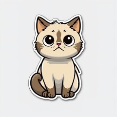 Obraz premium Cartoon sticker with a kitten. sticker for printing. Generative AI