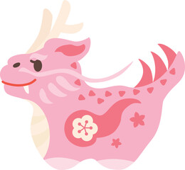 辰年のピンクの龍の置物のイラスト